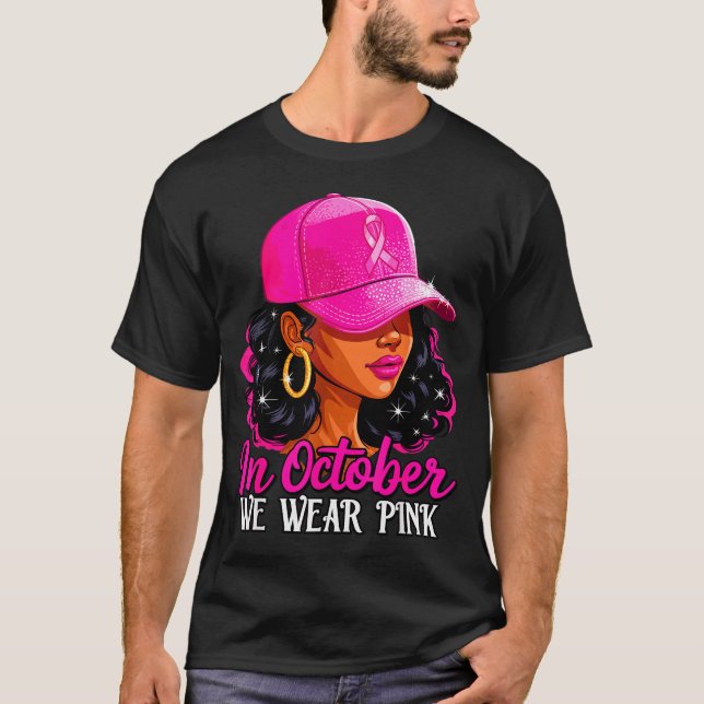 Camiseta In October We Wear Nk Black Women Breast Cancer Aw (Frente)