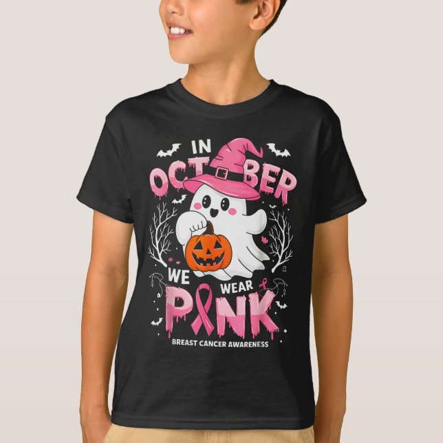 Camiseta In October We Wear Nk Funny Halloween Ghost Breast (Frente)