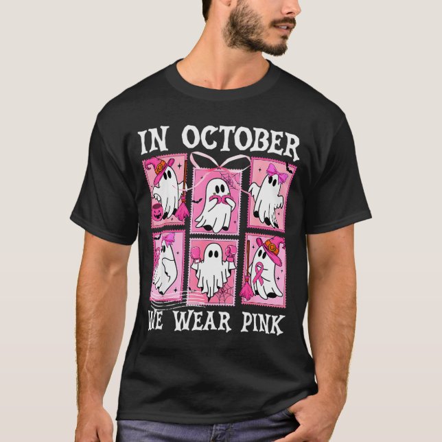 Camiseta In October We Wear Nk Ghost Breast Cancer Hallowee (Frente)