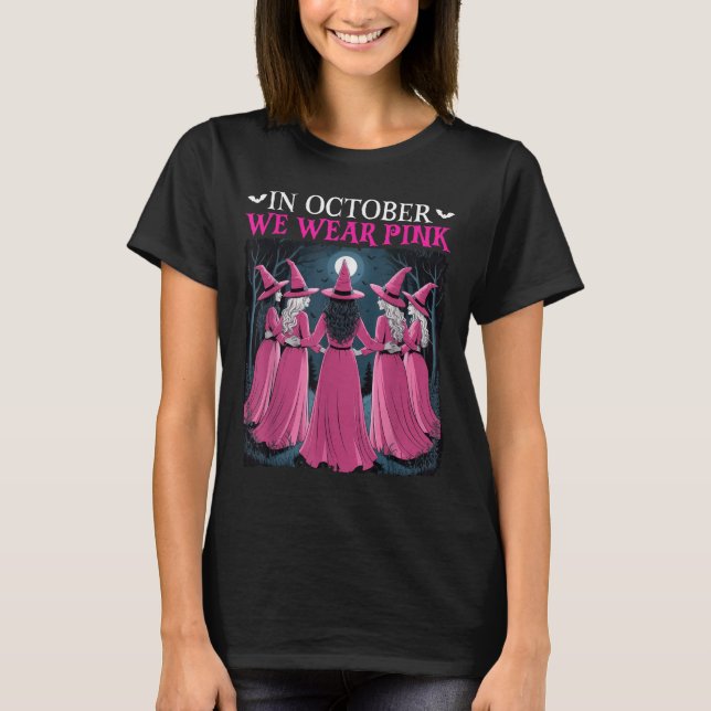 Camiseta In October We Wear Nk Witch Halloween Breast Cance (Frente)