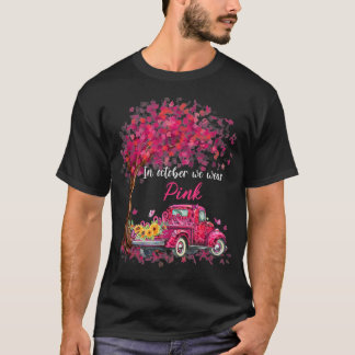 Camiseta In October We Wear Pink Ribbon Leopard Truck Breas