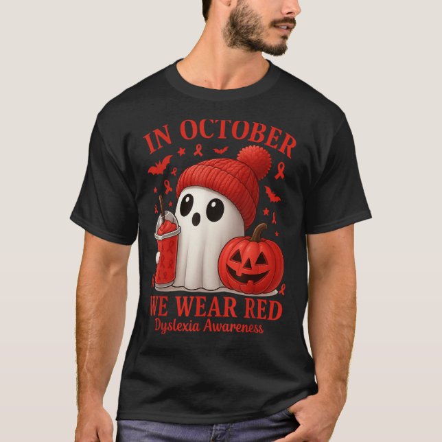 Camiseta In October We Wear Red Dyslexia Awareness Hallowee (Frente)
