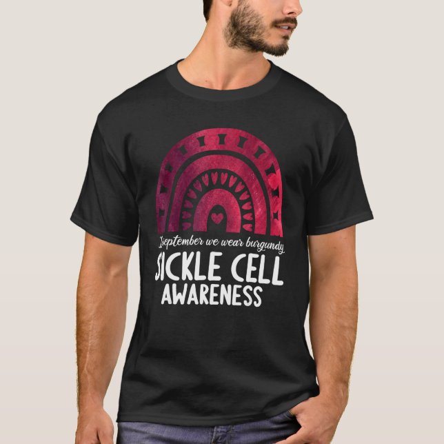 Camiseta In september we wear burgundy sickle cell awarenes (Frente)