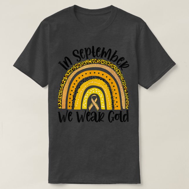 Camiseta In September We Wear Gold Childhood Cancer Awarene (Frente do Design)