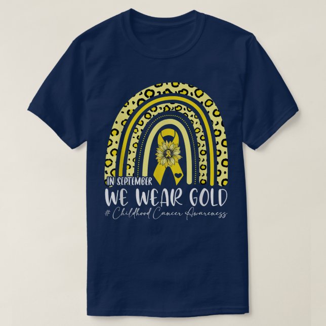 Camiseta In September We Wear Gold-Childhood Cancer Leopard (Frente do Design)
