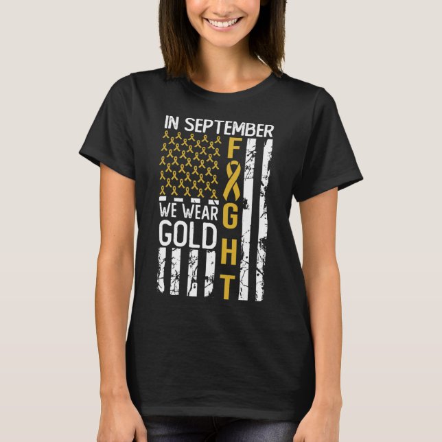 Camiseta In September We Wear Gold Usa Childhood Cancer Awa (Frente)