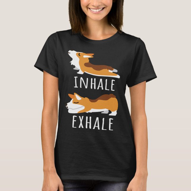 Camiseta Inalar Corgi Yoga Meditation Workout Cães Mo (Frente)