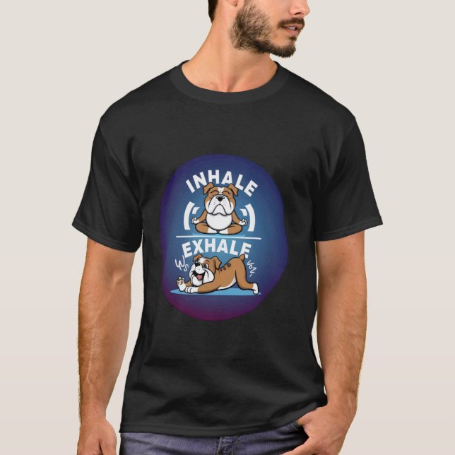 Camiseta Inalar Exalar Poodle Marrom Ioga Cachorro (Frente)