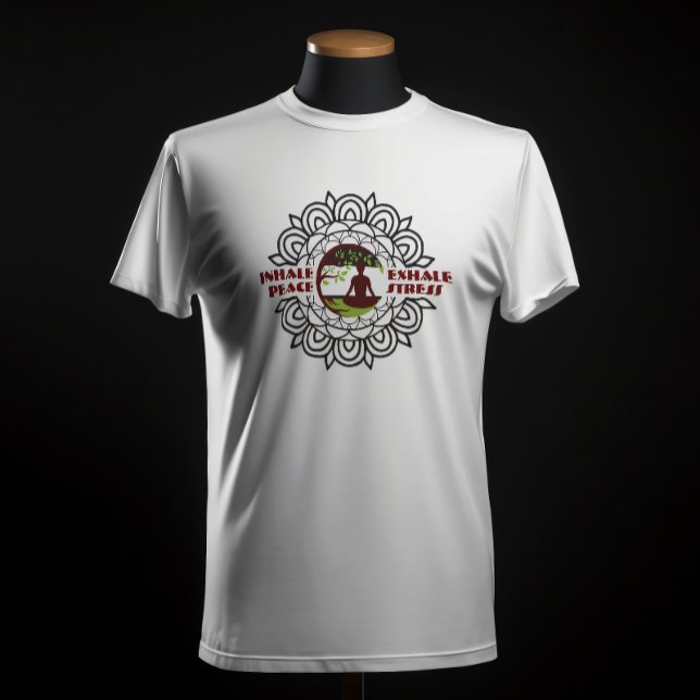 Camiseta Inalar Meditação de Yoga Yoga Stress da Paz Chakra (Criador carregado)