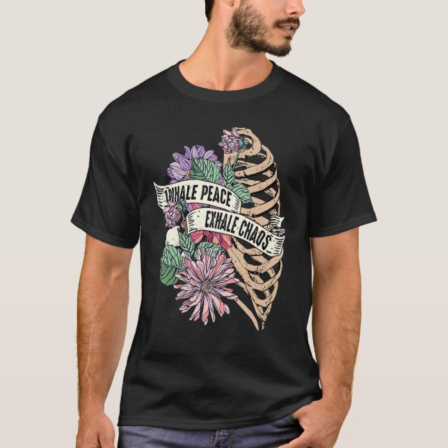 Camiseta Inalar Motivação do Caos de Exalação da Paz (Frente)