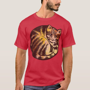 Camiseta Incêndio Artístico Enrolado Gato Vermelho Laranja