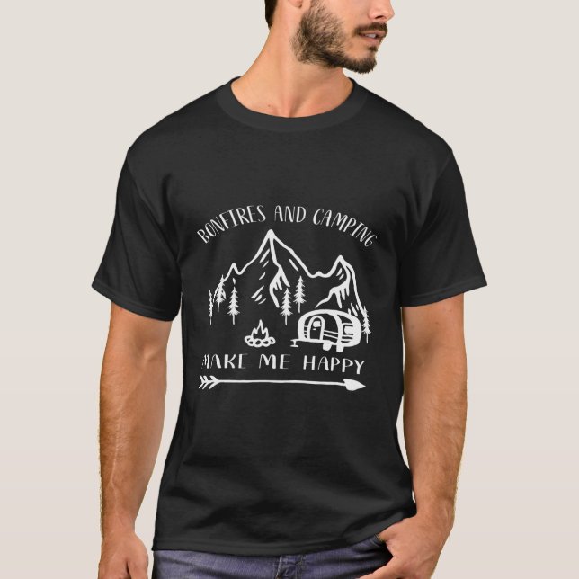 Camiseta Incêndios E Acampamento Fazem-Me Feliz Acampamento (Frente)
