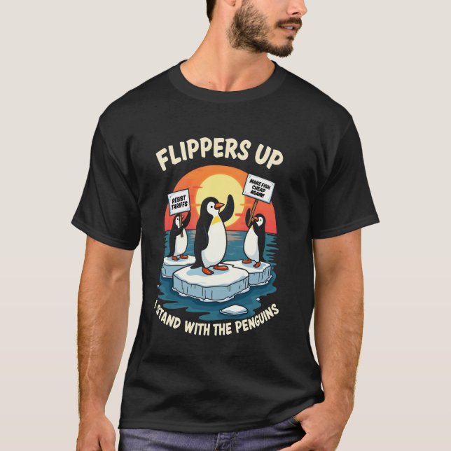 Camiseta Incêndios resistem aos pinguins protestando contra (Frente)