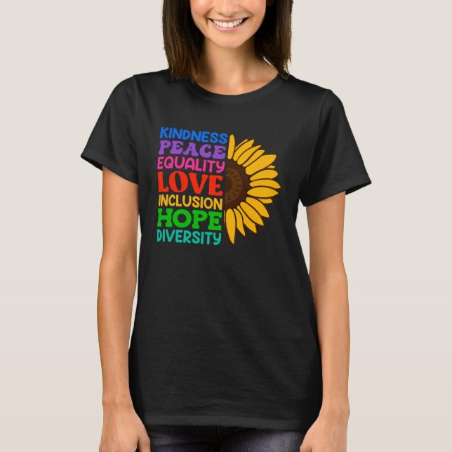 Camiseta Inclusão Aceitação bondade Consciência da solidari (Frente)