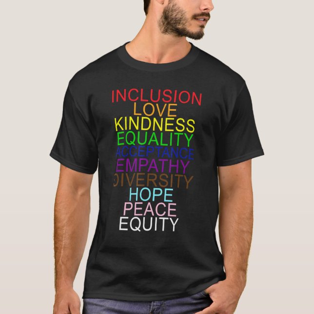 Camiseta Inclusão Amor bondade Aceitação Empatia Equidade (Frente)