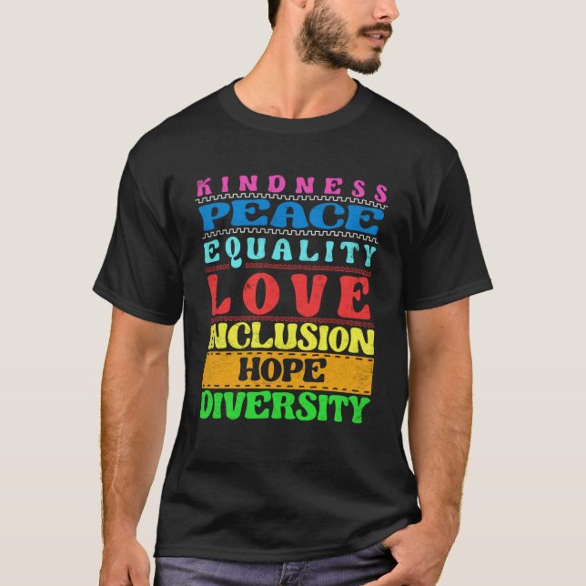 Camiseta Inclusão bondade Paz Amor Diversidade Igualdade (Frente)