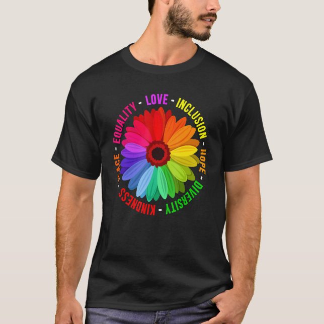 Camiseta Inclusão de Amor Esperança Diversidade Bondade Paz (Frente)