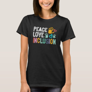 Camiseta Inclusão de amor pela paz para um professor titula