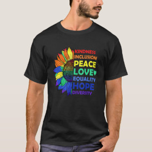 Camiseta Inclusão de bondade Paz Igualdade de Amor Desafios