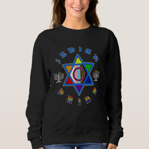 Camiseta Inclusão LGBTQ do Orgulho Judaico Menorah Star