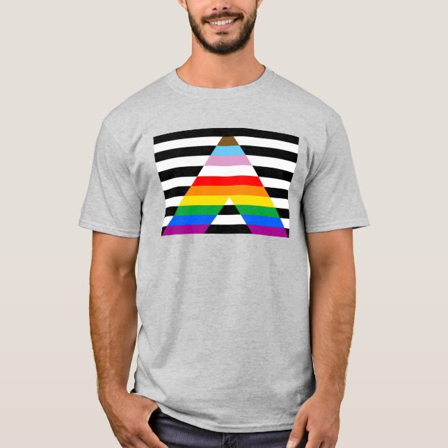 Camiseta Inclusiva de Sinalizador Ally Pride (Frente)