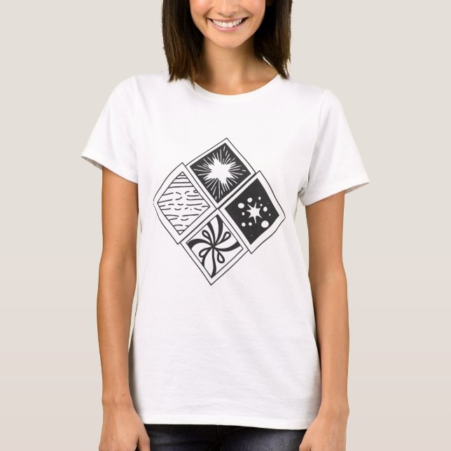 Camiseta Incorporando vários elementos, abstrato imagery (Frente)