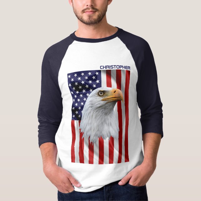 Camiseta Incrível águia Americana, A bandeira dos EUA, Patr (Frente)