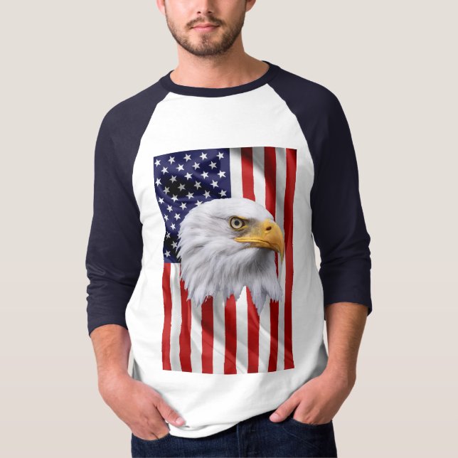 Camiseta Incrível Águia Americana, Bandeira Americana, Patr (Frente)