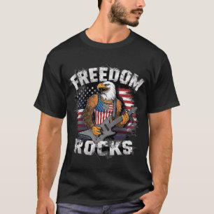 Camiseta Incrível águia patriótica Freedom Rocks toca violã