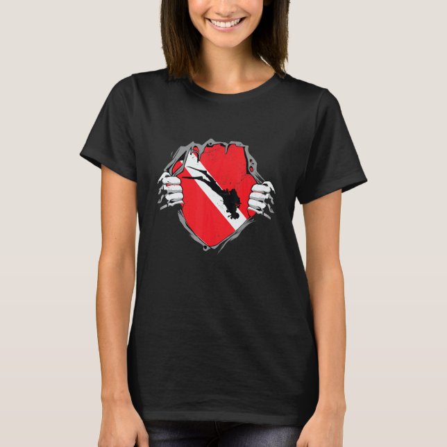 Camiseta Incrível Bandeira de Mergulho de Mergulhador Ameri (Frente)
