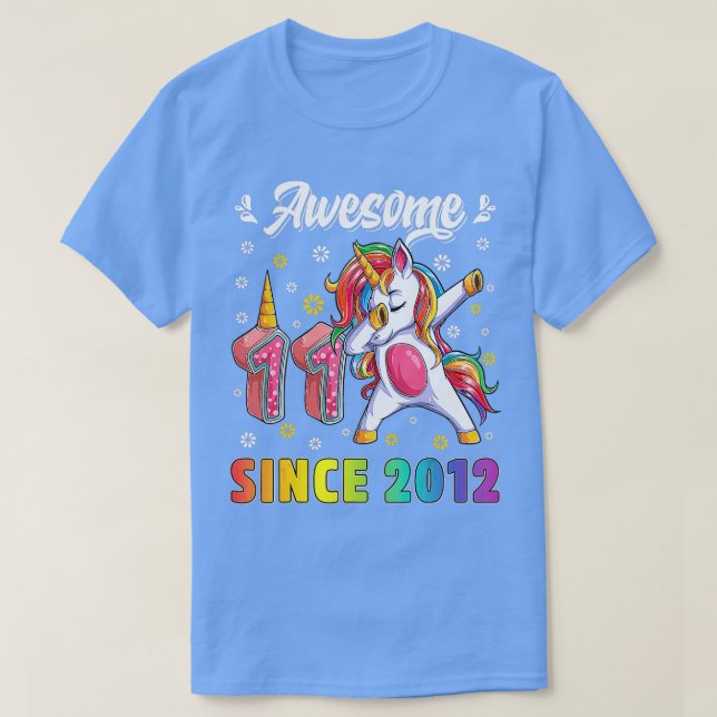 Camiseta Incrível Dabbing Unicorn Aniversário de 11 Anos (Frente do Design)