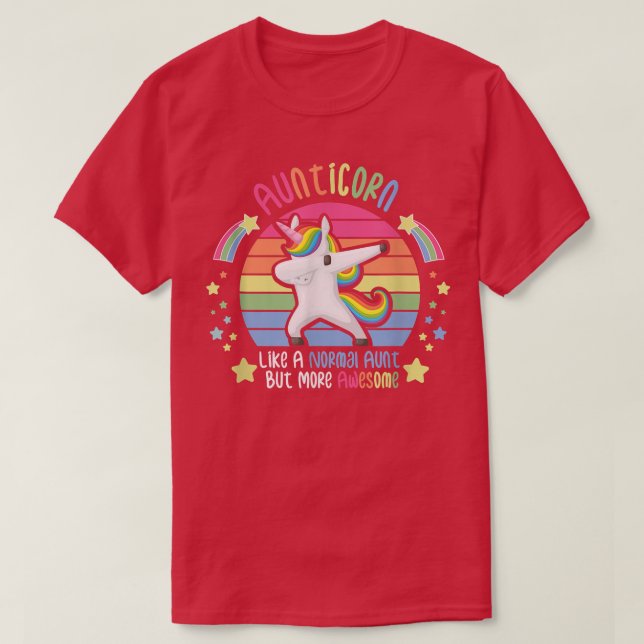 Camiseta Incrível Dabbing Unicorn como uma tia (Frente do Design)