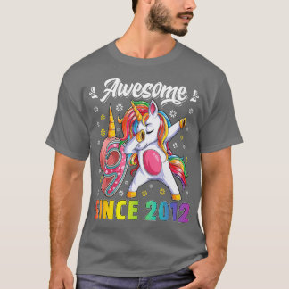 Camiseta Incrível dabbing unicórnio aniversário de 9 anos R