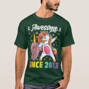 Camiseta Incrível dabbing unicórnio aniversário de 9 anos R