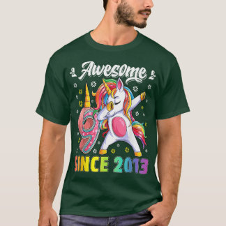 Camiseta Incrível dabbing unicórnio aniversário de 9 anos R