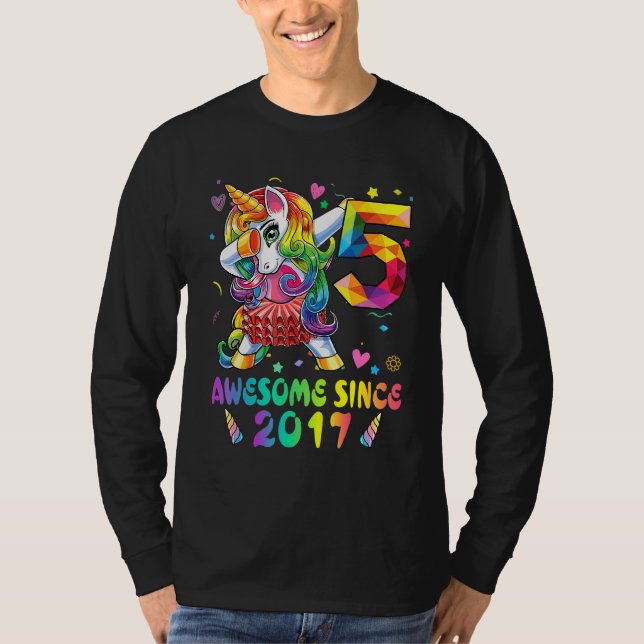 Camiseta Incrível De 5 Anos Desde 2017 A Dabbing Unicorn 5 (Frente)