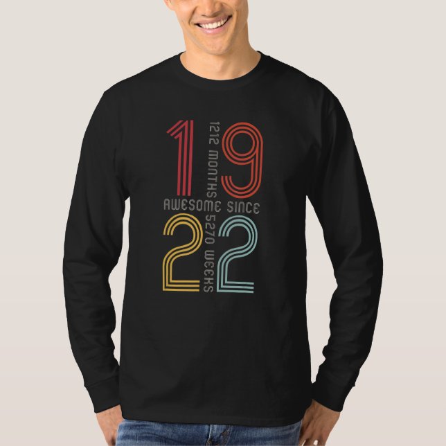 Camiseta Incrível Desde 1922 101º aniversário 101 anos R (Frente)