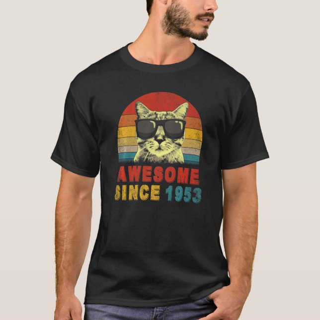 Camiseta Incrível Desde 1953, 70 Birthday Cat (Frente)