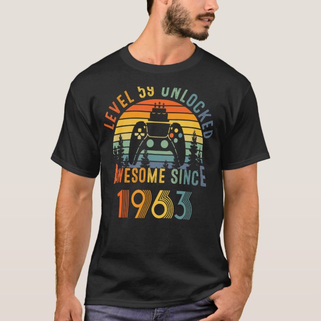 Camiseta Incrível Desde 1963 Videos games Desbloqueados Do  (Frente)
