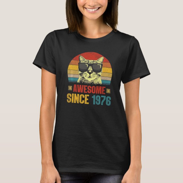 Camiseta Incrível desde 1976, 47º Aniversário Cat (Frente)