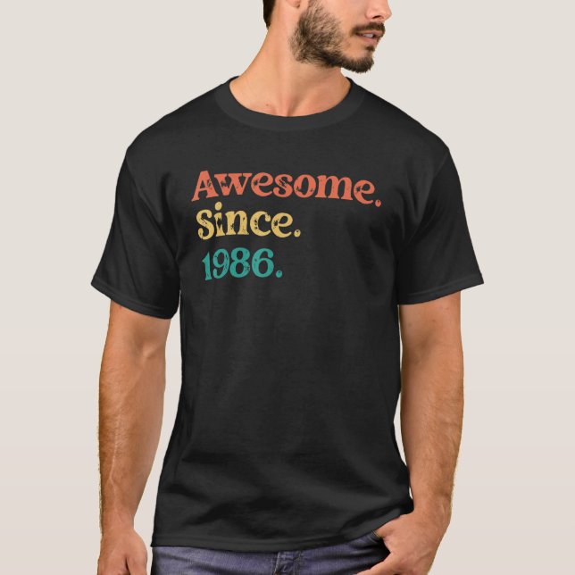 Camiseta Incrível desde 1986 70s 60s Festa de aniversário R (Frente)