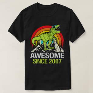 Camiseta Incrível Desde 2007 Dinossauro 16 Anos 16º Anivers