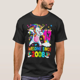 Camiseta Incrível Desde 2008 Dabbing Unicorn 13 Birthday G