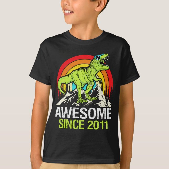 Camiseta Incrível Desde 2011 Dinossauro 12 Anos 12 Aniversá (Frente)