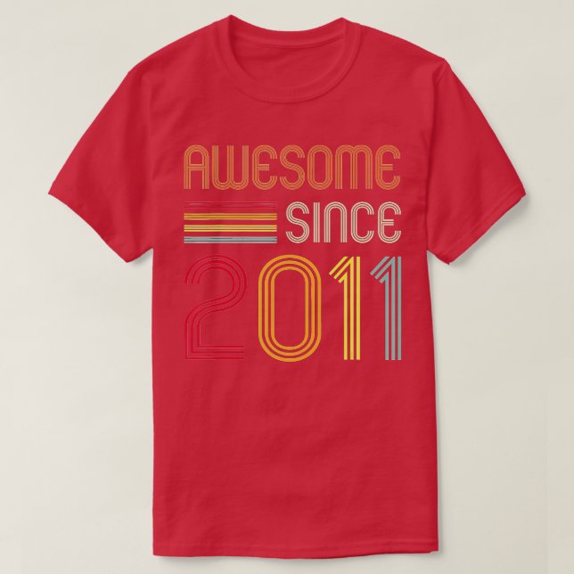 Camiseta Incrível Desde 2011, Retro de Aniversário de 11 (Frente do Design)