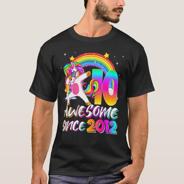 Camiseta Incrível Desde 2012, Dabbing Unicorn 10º aniversár (Frente)