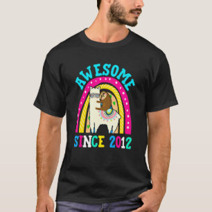 Camiseta Incrível desde 2012 Llama Sloth 10º aniversário Ra