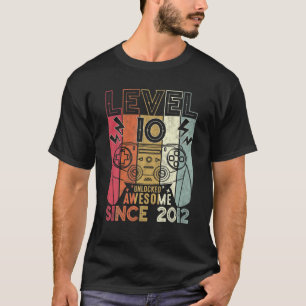 Camiseta Incrível Desde 2012 Nível 10 Desbloqueado 10º A