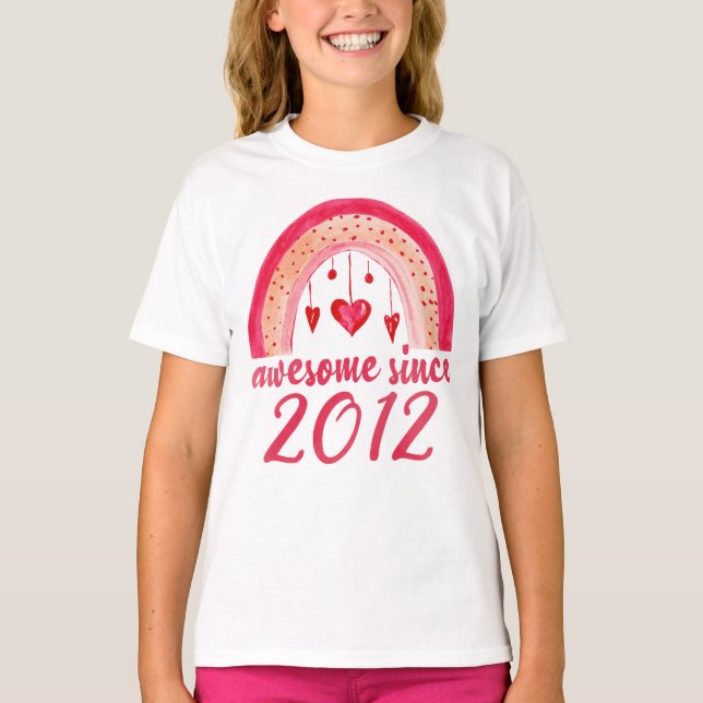 Camiseta  Incrível desde 2012 Rainbow 10º Presente de Anive (Frente)