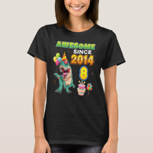 Camiseta Incrível Desde 2014 Dinossauro 8º Aniversário 8 An